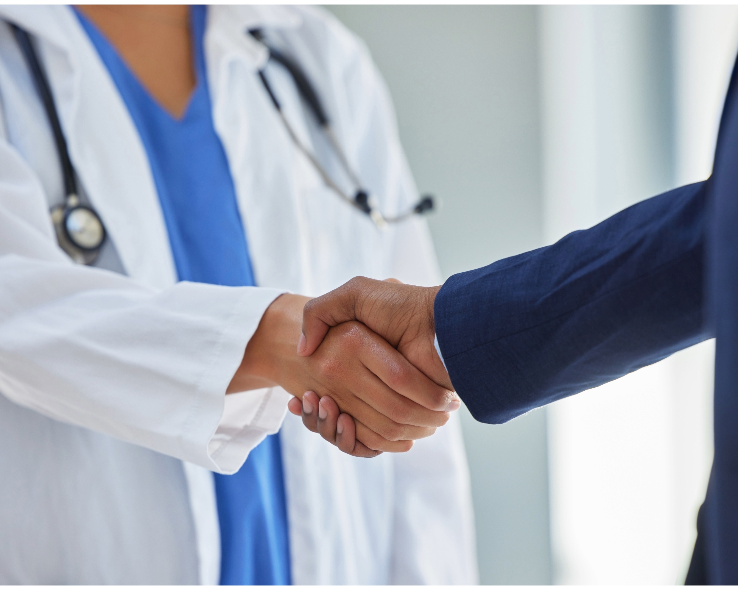 Doctor and partner shaking hands